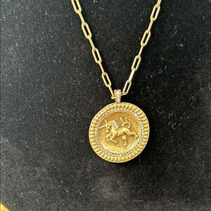Stella&Dot Pendant Necklace with Pave Crystal Halo-Gold No Visible Wear IGC